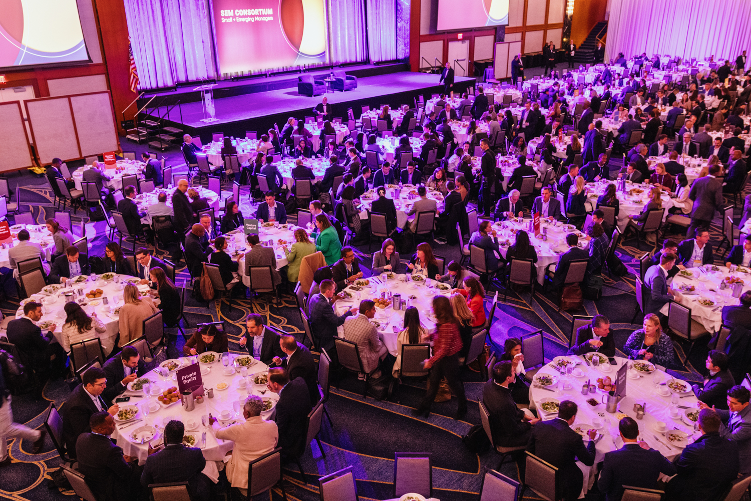 Overhead view of the main ballroom at SEM Consortium 2025
